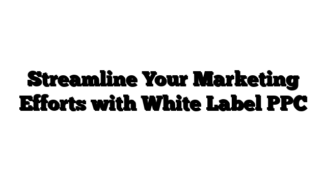 Streamline Your Marketing Efforts with White Label PPC